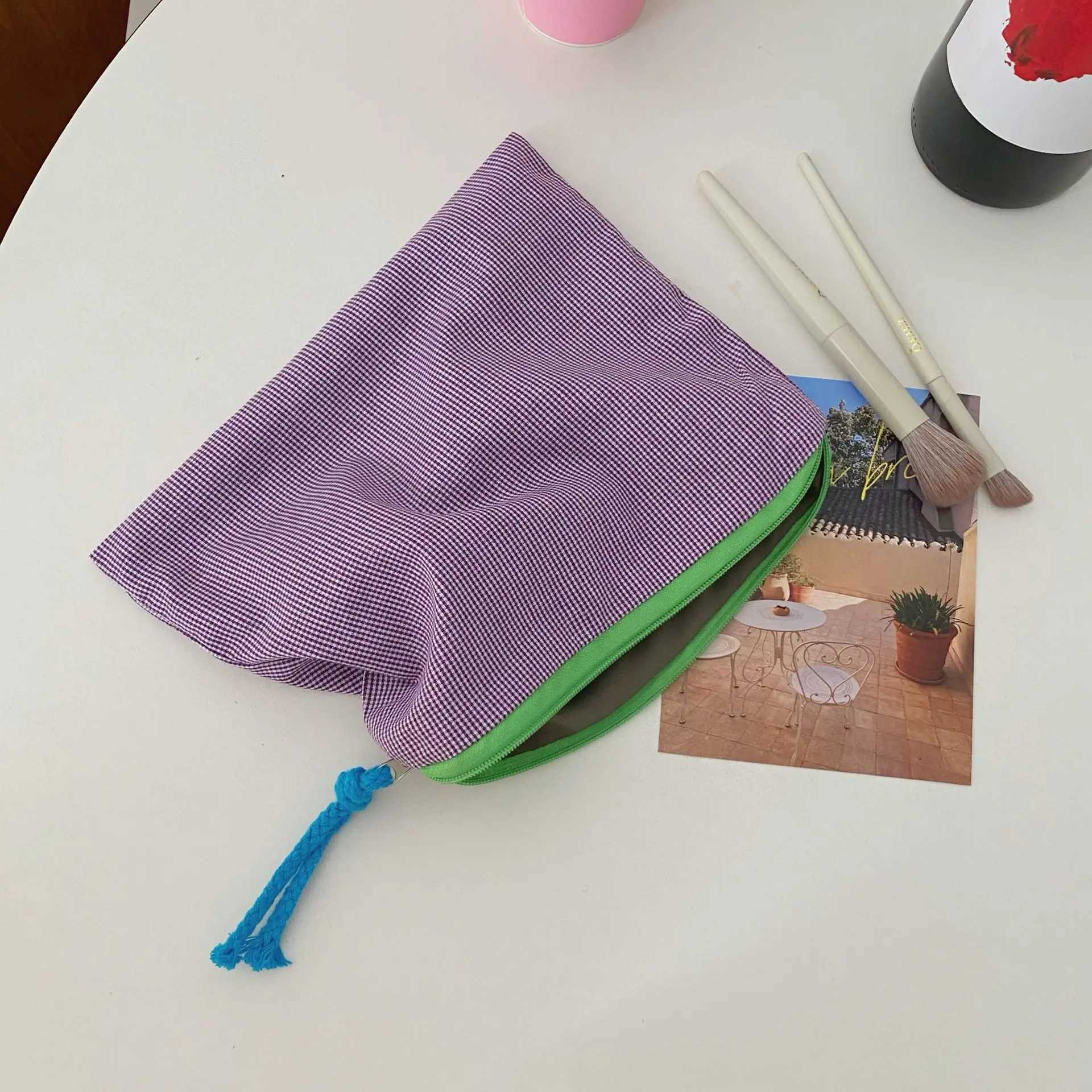 New womens plain weave makeup bag large capacity Cott zipper bag wallet travel club makeup bag cosmetics zipper essentialsXJ250415