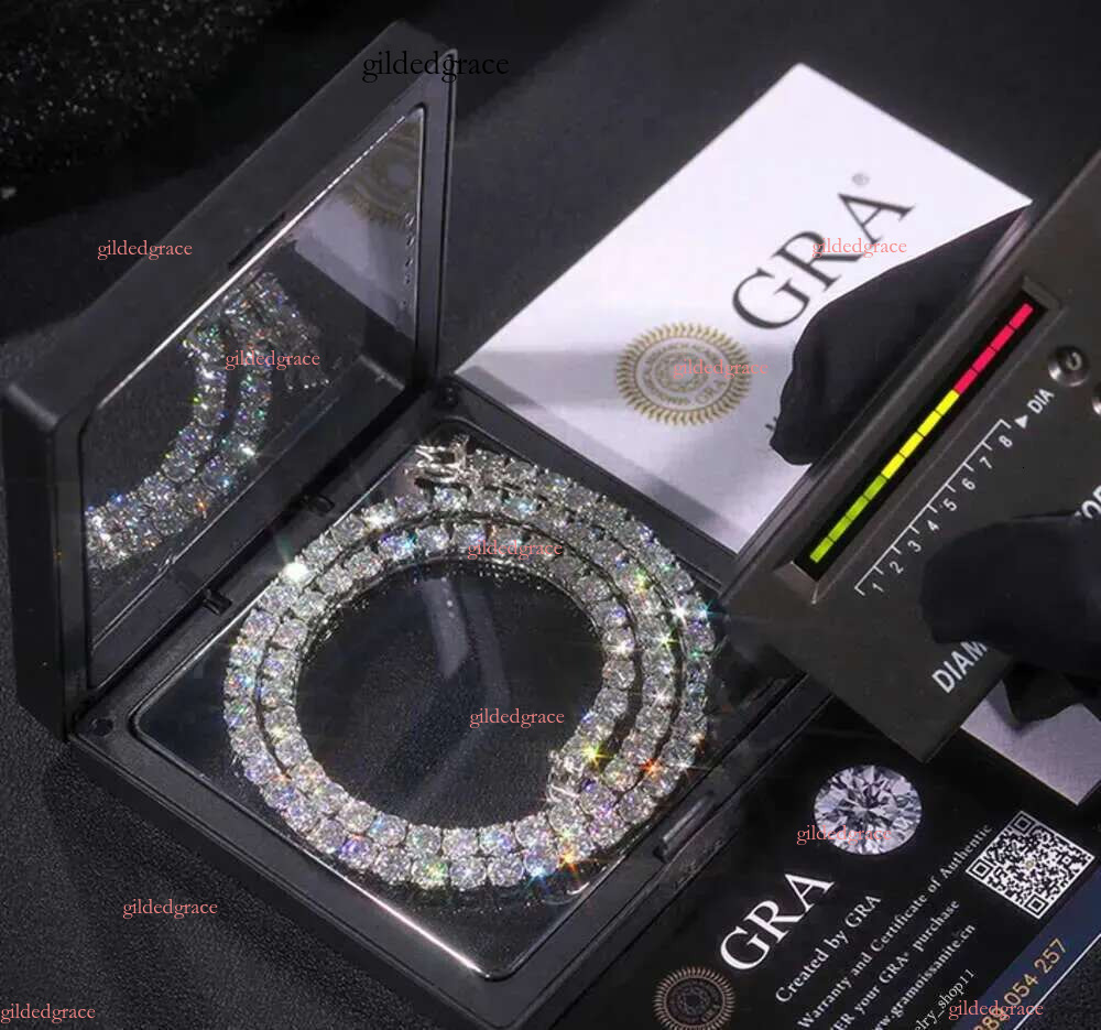 Fashionable man Bracelet Hip hop necklace hip-hop tennis Sterg Sier VVS Moissanite Dia Cluster Iced Out Cuban Chain for Men Women