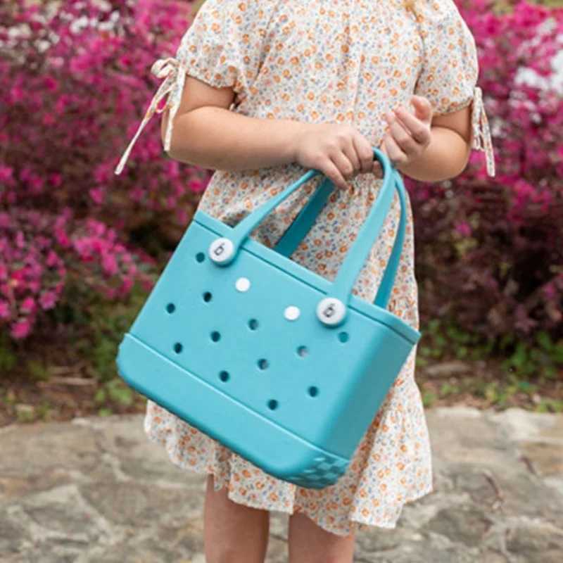 Small childrens beach bag EVA waterproof picnic storage basket beach pool womens shopping shoulder bag jelly bag handbag W250415