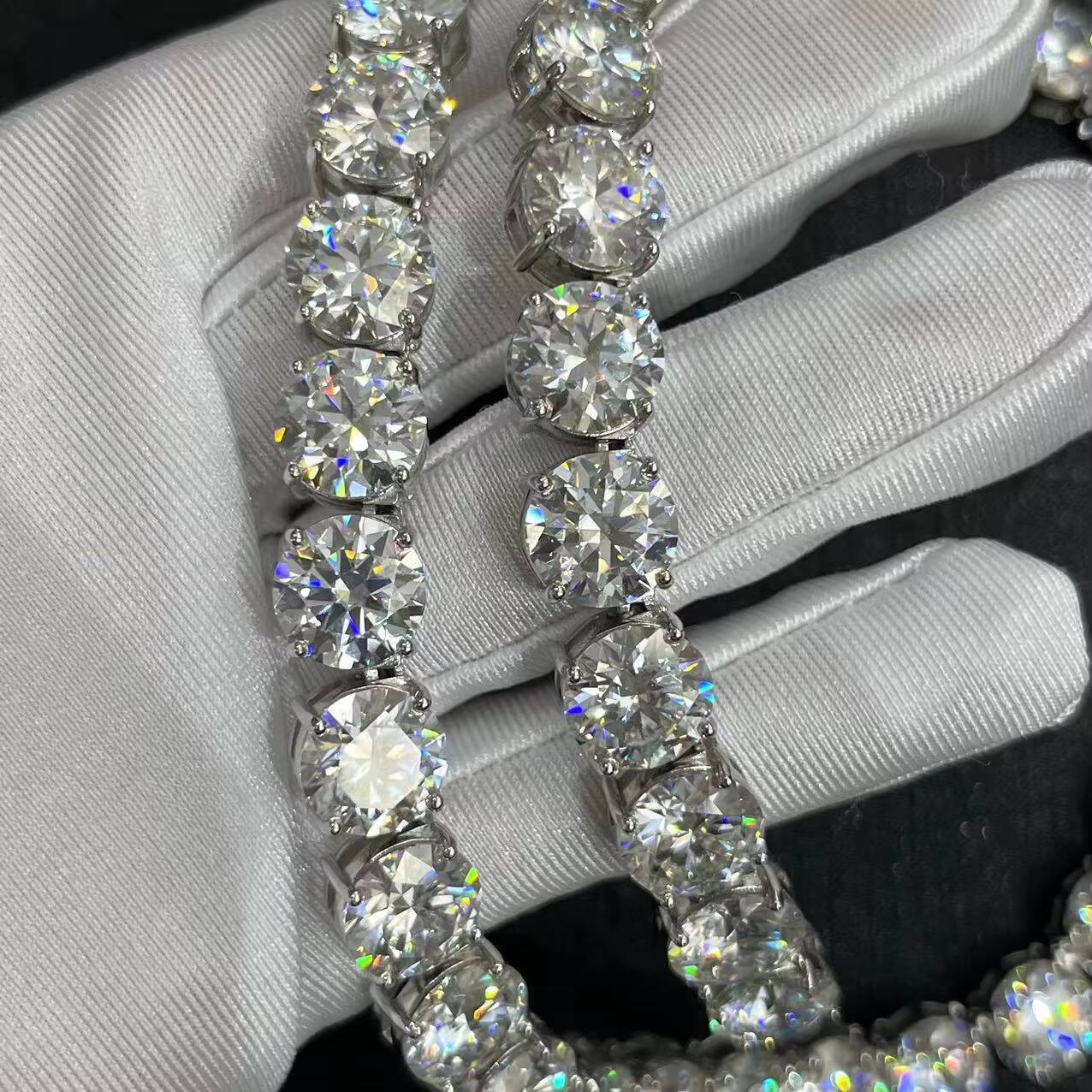 Pretty Hot Sale VVS Moissanite Diamond Tennis Chain Necklace 925 Silver Jewelry Color Tennis Chain