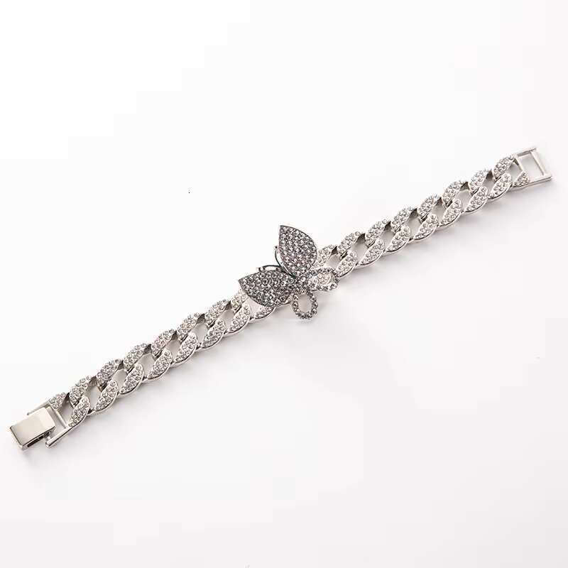 DHcollection 2025 Hip Hop Iced Pink Dia Cuban Chain Butterfly Men's and Women's Bracelet