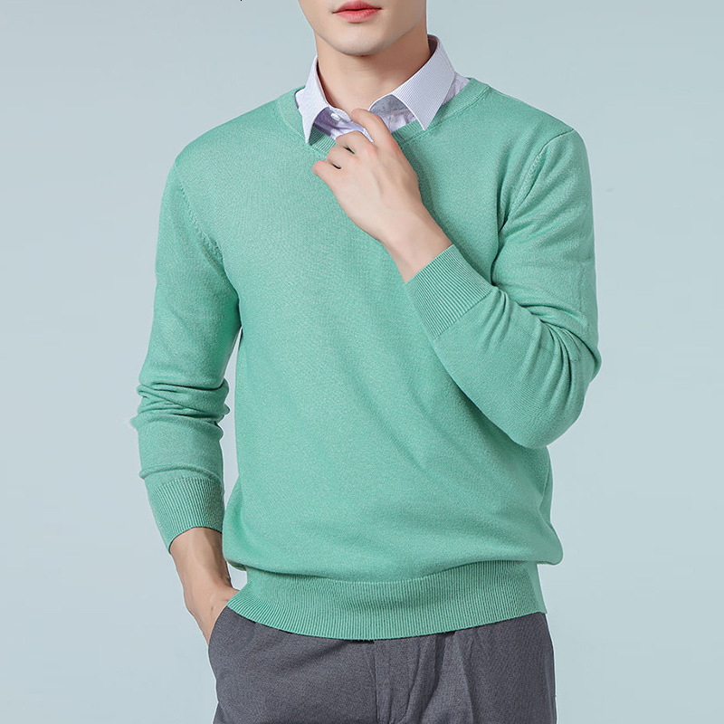 Autumn and winter new mens V-neck loose large gentleman Pullover long sleeved sweater middle-aged knitted chicken neck bottoming shirt 240923