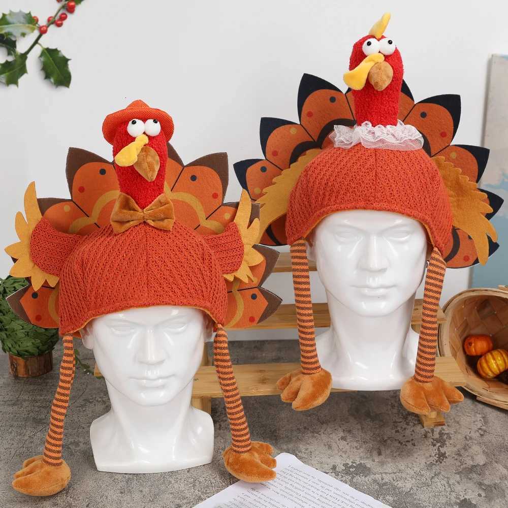 2PCS Thanksgiving Turkey Hat Creative Party Hat with Bright Turkey Tail Home Festival Window Decoration and Desktop Ornament Y251115