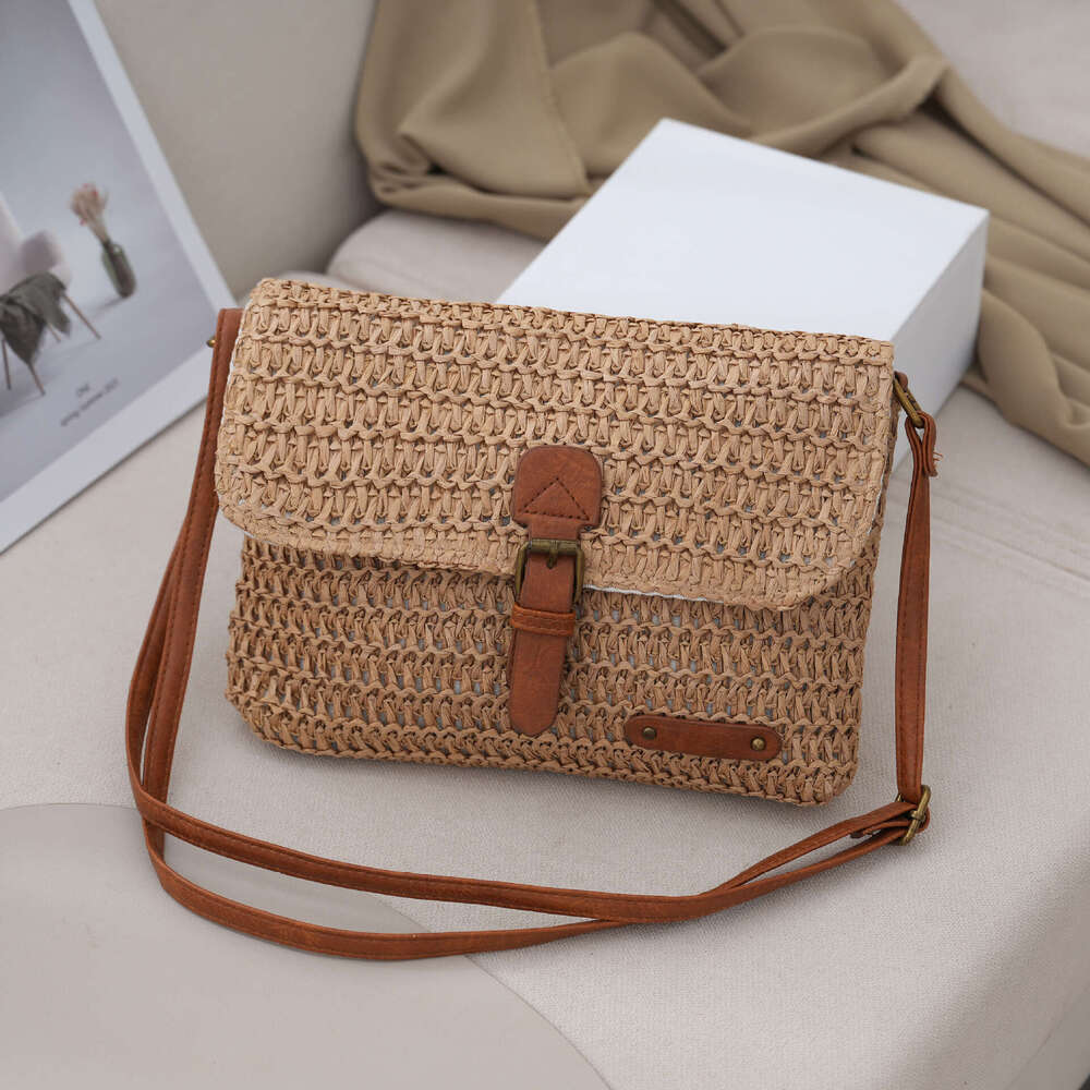 Handmade Beach Bag Small Postman Crossbody High-End Straw Bag, Versatile Woven Daily Use, Fashionable Summer Beach Bag For Women Kq2