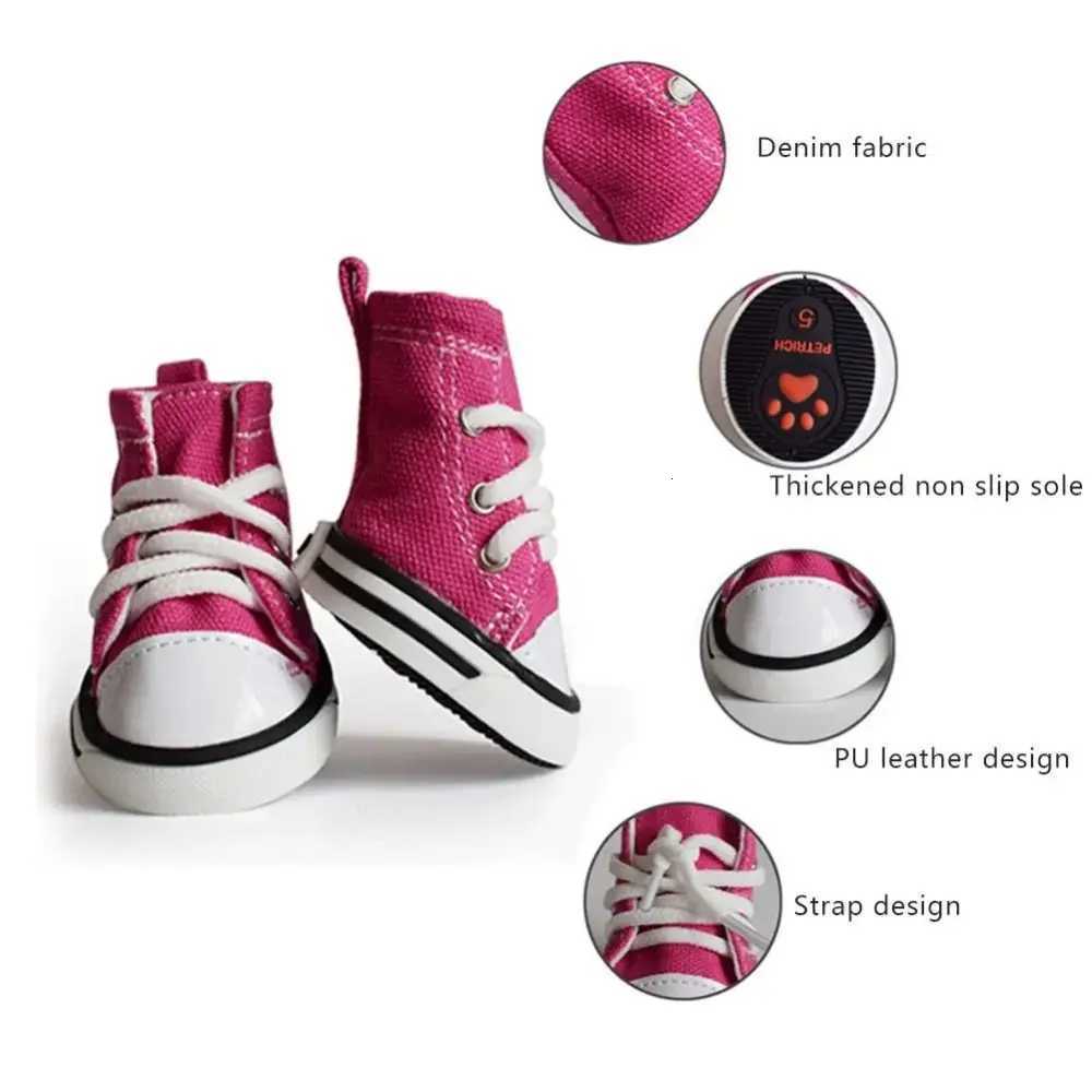 4PCS/Set Waterproof Anti-skidding Denim Canvas Dog Shoes Pet Shoes Sneakers Breathable Booties M251115