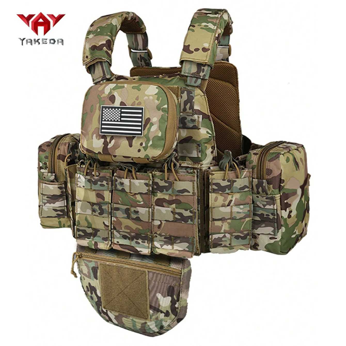 YAKEDA Hunting Vest with Triple Equipment Pouch Multi-Attachment Bag for Field Survival Training Suitable for Hunting Scenarios XJ251114