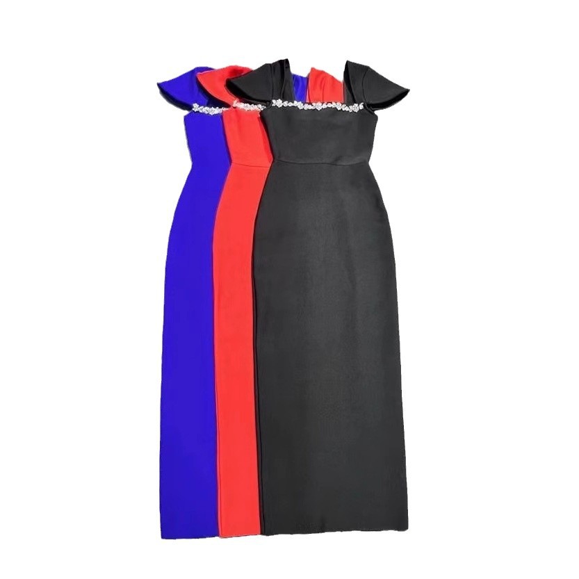 D53145 High quality high-end heavy industry foreign trade women's sexy temperament evening dress skirt bandage long dress