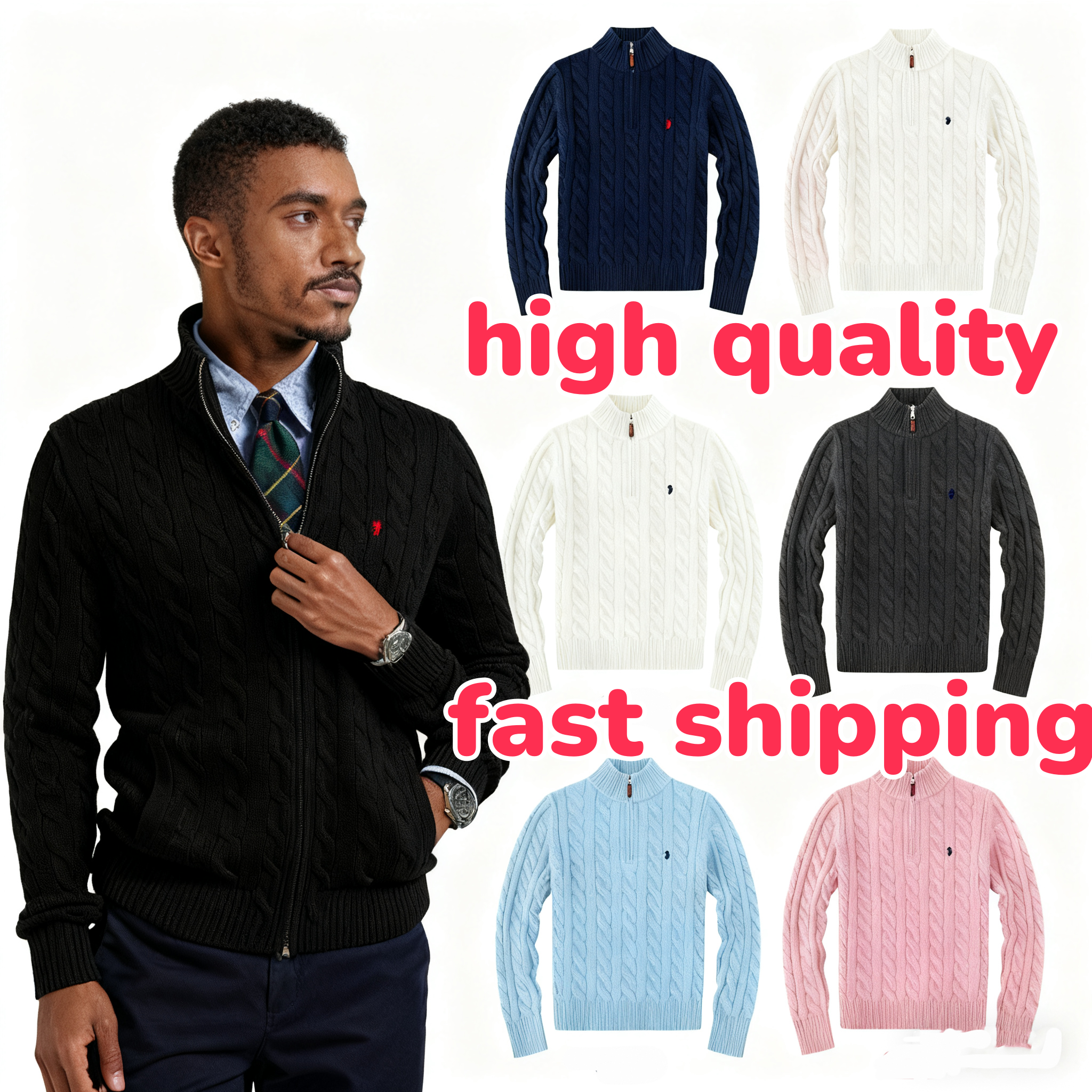 high quality mens sweaters designer wool sweatshirt zip up small horse pullover polo chandail cardigan jacket winter long sleeve sweater pullover men sweat
