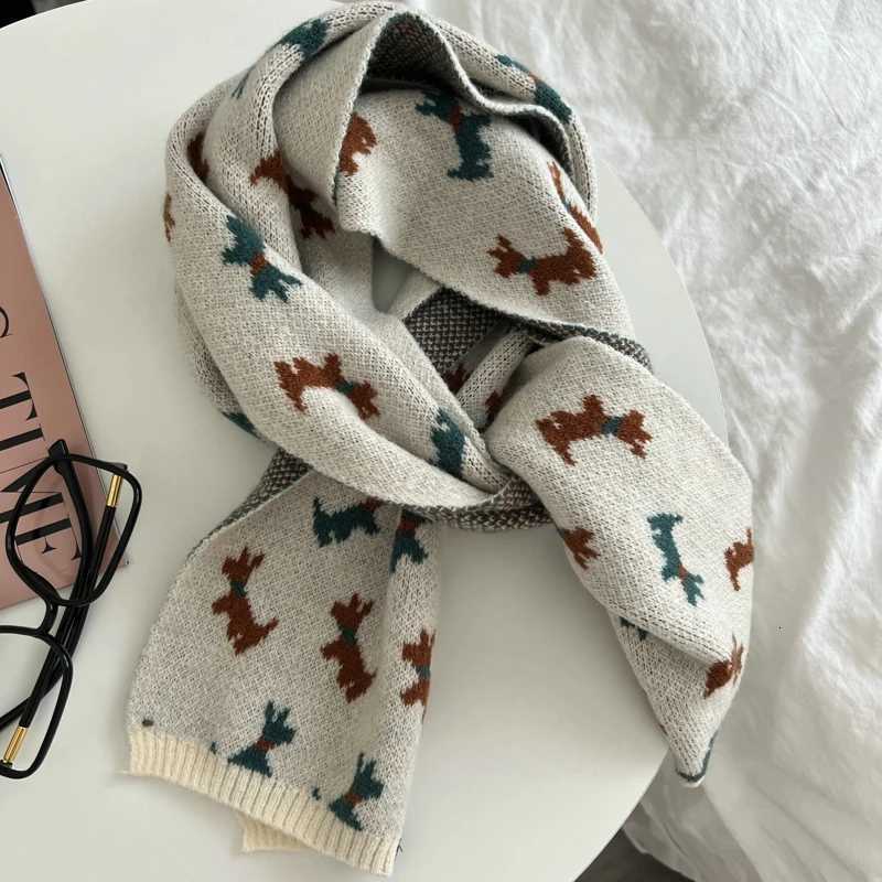 Luxury Fashion Knitted Long Scarf Women Winter Warm Animal Shawl Warps Female Neckerchief Scarf For Women Y251115