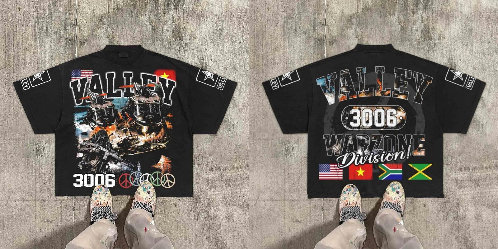 Men's Dress Shirts Vintage Warzone Division Graphic Cotton T-Shirt Cropped Tees Men And Women Same Style Casual Comfortable