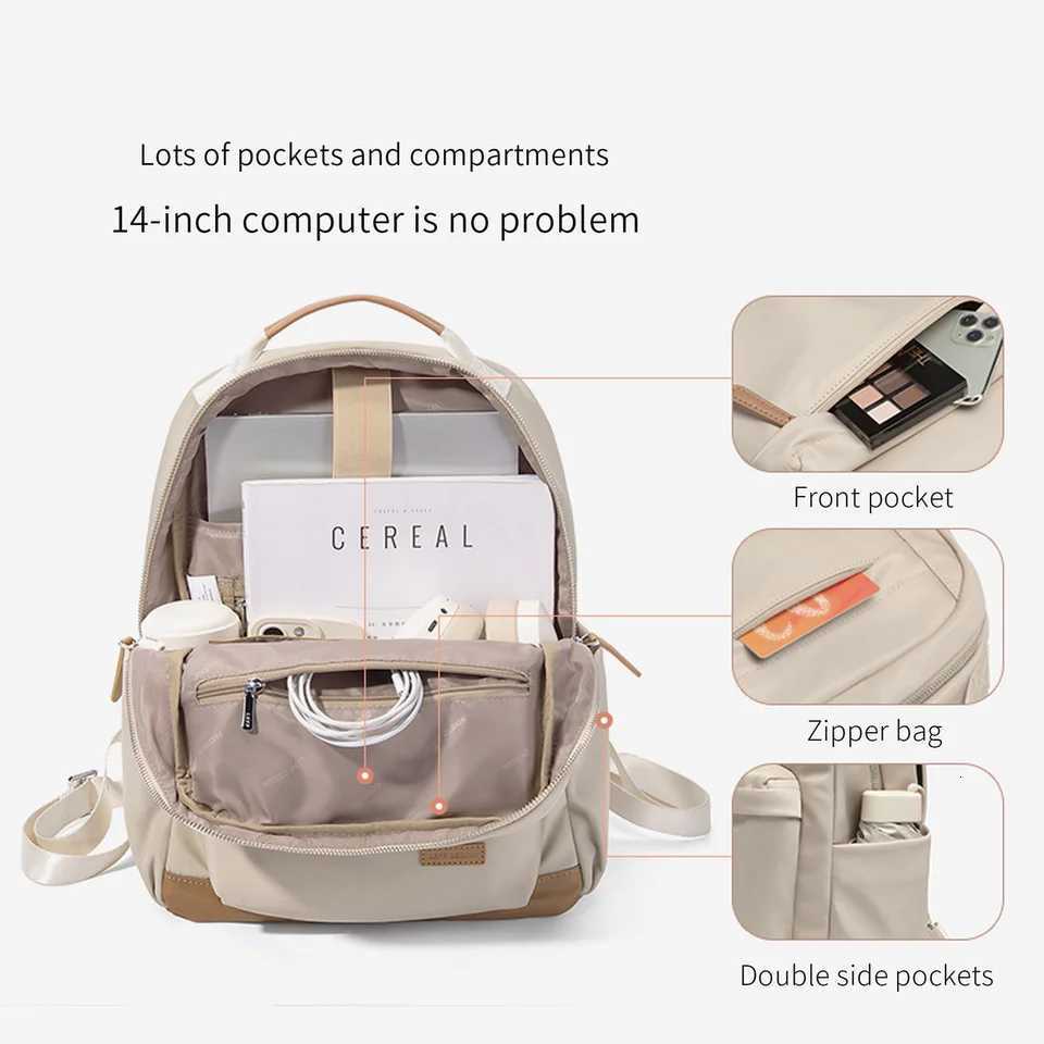 LEFF Women Backpack High Quality Large Capacity Laptop Backpacks Trendy Female Commuting Backpack Waterproof Outdoor Travel BagsW251114