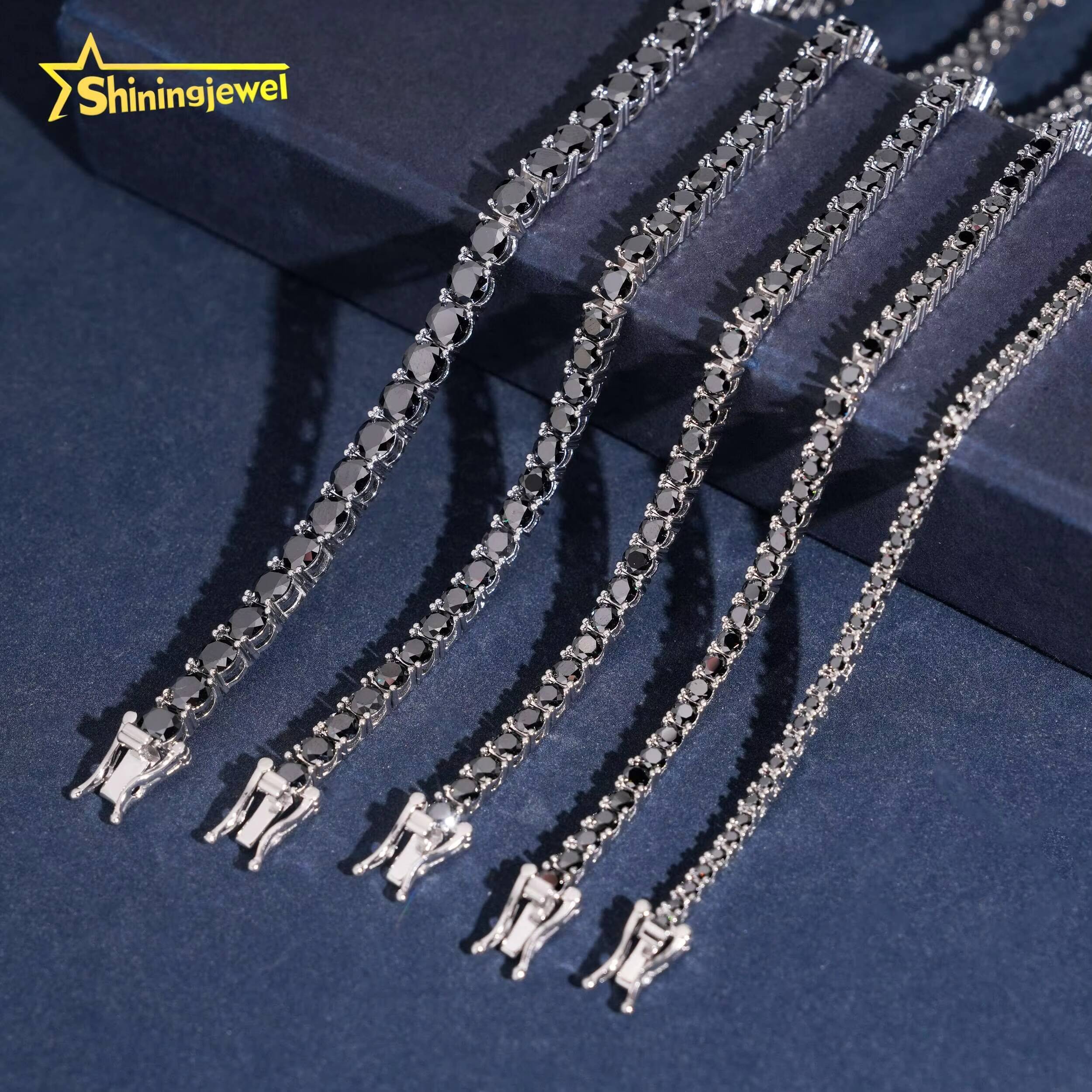 Cheapest Price Hot Sale Black Moissanite Gold Plated Sterling Silver 925 Tennis Bracelet Iced Out Hip Hop Jewelry
