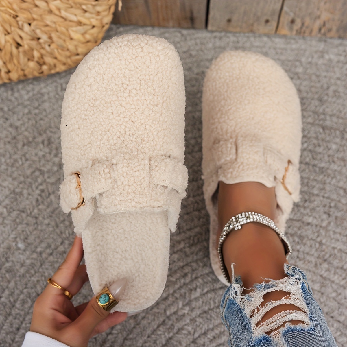 Fashion Mink Faux Fur Slippers Women Winter Toe Wrap Woman Shoes Thick Soft Sole Slides Outdoor Flat Fur Slippers 250919