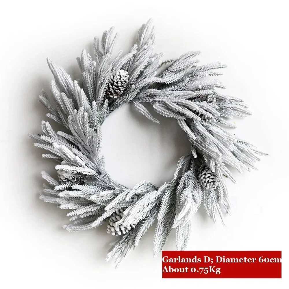 JFLEGAL Round Christmas Wreath PE Flocking Wreath Christmas Door Decoration Pendant Diameter 55/60cm Garlands Home DecorM251115