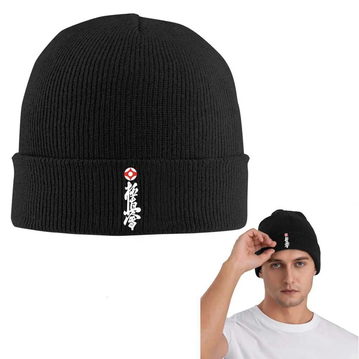Kyokushin Karate Kanji Taijutsu Warm Knitted Cap Hip Hop Bonnet Hat Autumn Winter Outdoor Beanies Hats for Men Women AdultT251115
