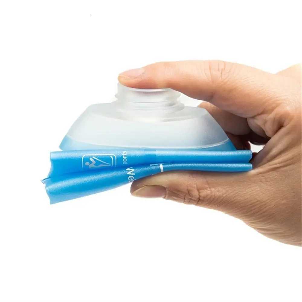 Portable TPU Folding Water Bottle Water Bag Blue Collapsible Water Bottle Soft Flask Hydration Pack 500ML 250ML 150MLW251114