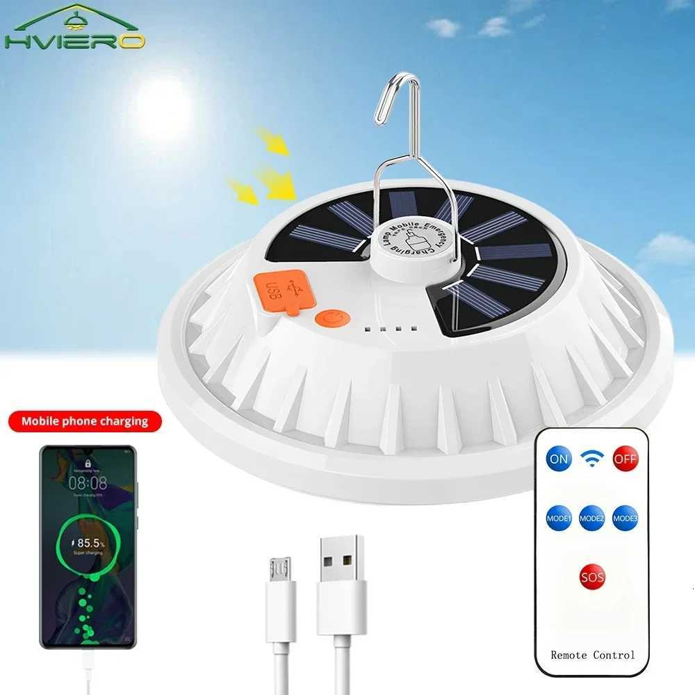 1Pcs Rechargeable LED Bulb Lamp Remote Control Solar Charge Lantern Portable Emergency Night Market Light Outdoor Camping Home M251115