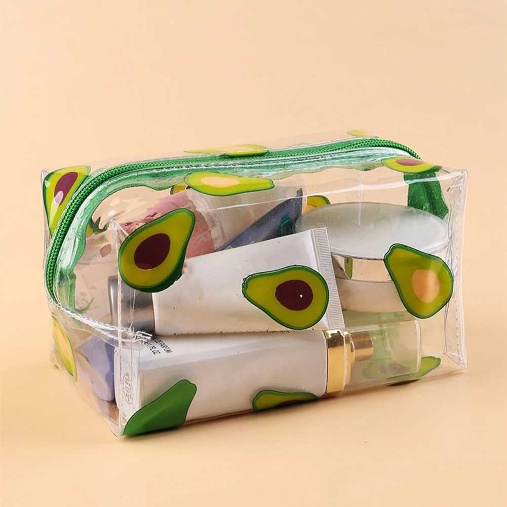 Transparent PVC Cosmetics Organizer Transparent Fruit Avocado Makeup Bag Waterproof Multi functional Womens Pen Storage BoxXJ250415