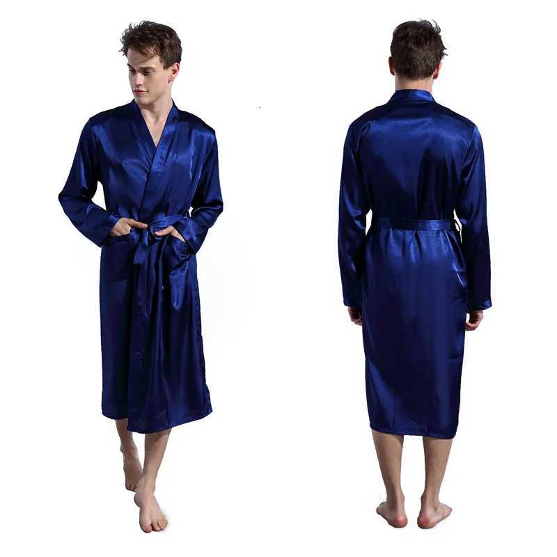 Long Stain Robe Men Peignoir Homme Loose Homewear Casual Sleep Dressing Gown Male Ice Silk Kimono Bathrobe Loungewear Pijama C251115