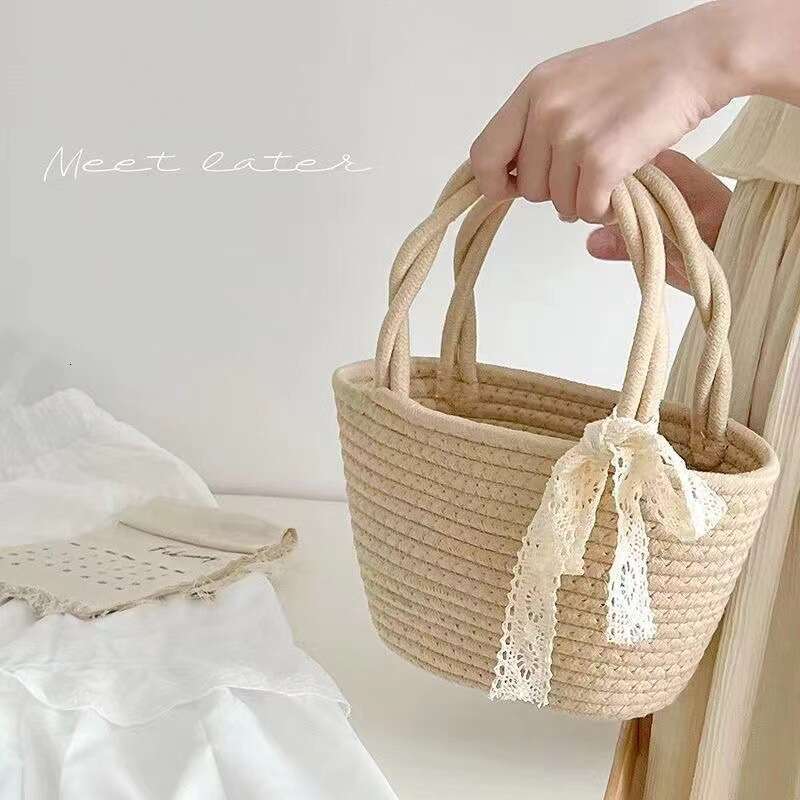 Handmade Beach Bag Rural Tyle Hand Woven Bag Made Of Cotton Eco-Friendly Tote Bag, Popular Among Internet Celebritie For Commuting, Nack, Cometic, Tor