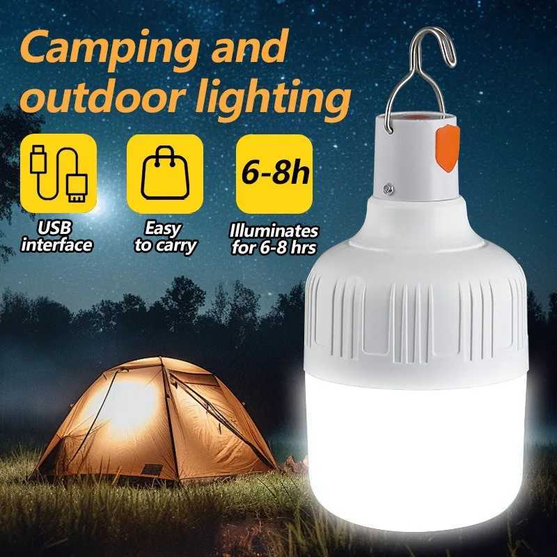 1-5pcs Rechargeable LED Indoor Outdoor Emergency Hook Portable Lights Flashing Lights Barbecue Tent Lantern Camping Lights Bulb M251115
