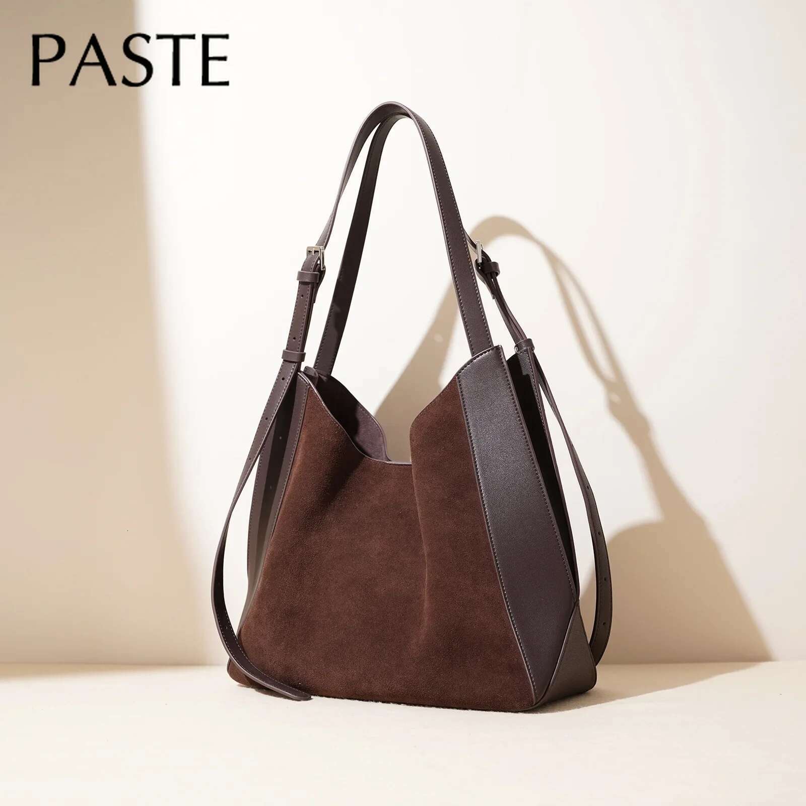 New 2025 Winter Advanced Feeg Large Tote Matte Cow Leather Suede Women Handbag Coffee Green Female Armpit Shoulder Bag