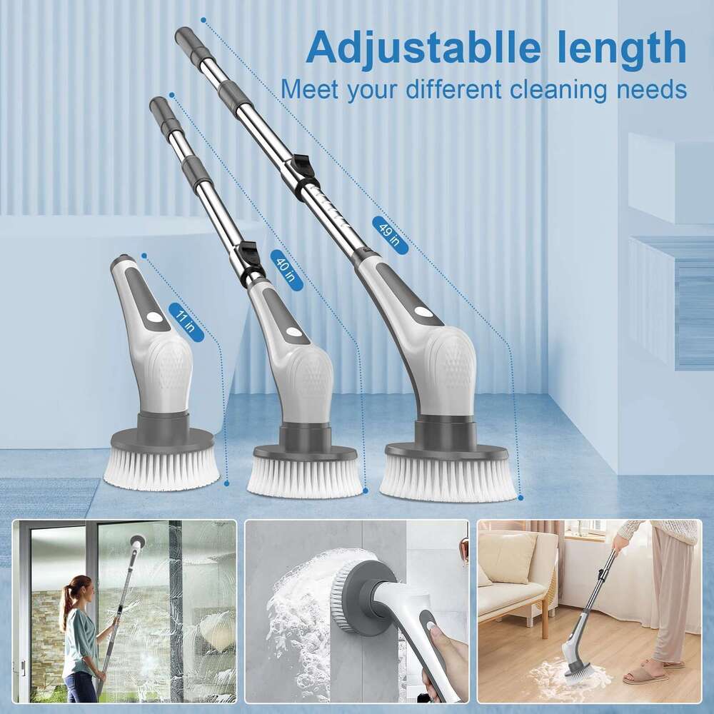Electric Rotary Scrubber, Ipx8 Waterproof Rechargeable Power Scrubber For Cleaning Bathrooms, Showers, Bathtubs And Kitchens