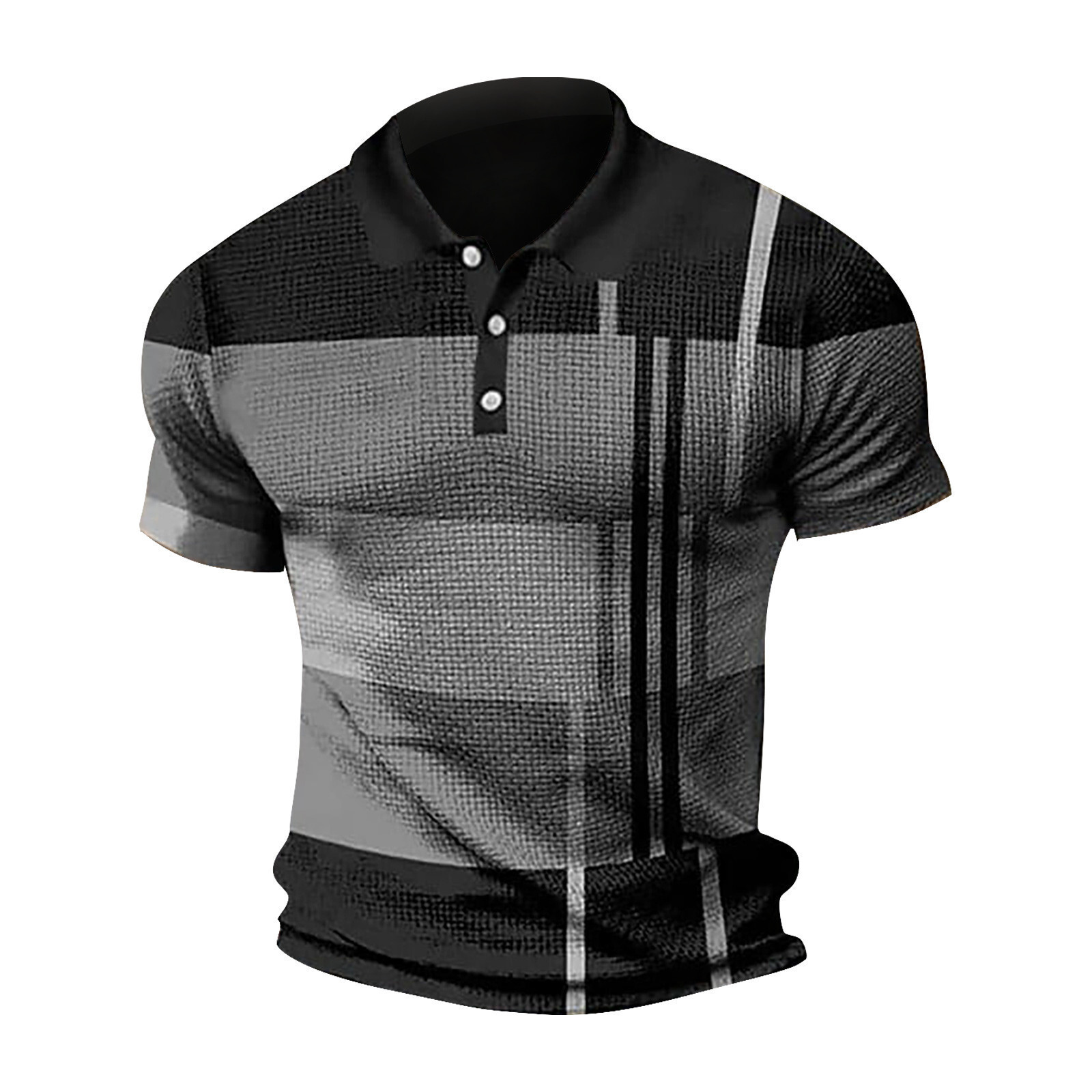 2025 Summer Fashion Printed Mens Polo Shirt Short Sleeve Color blocked Zipper T-shirt Top