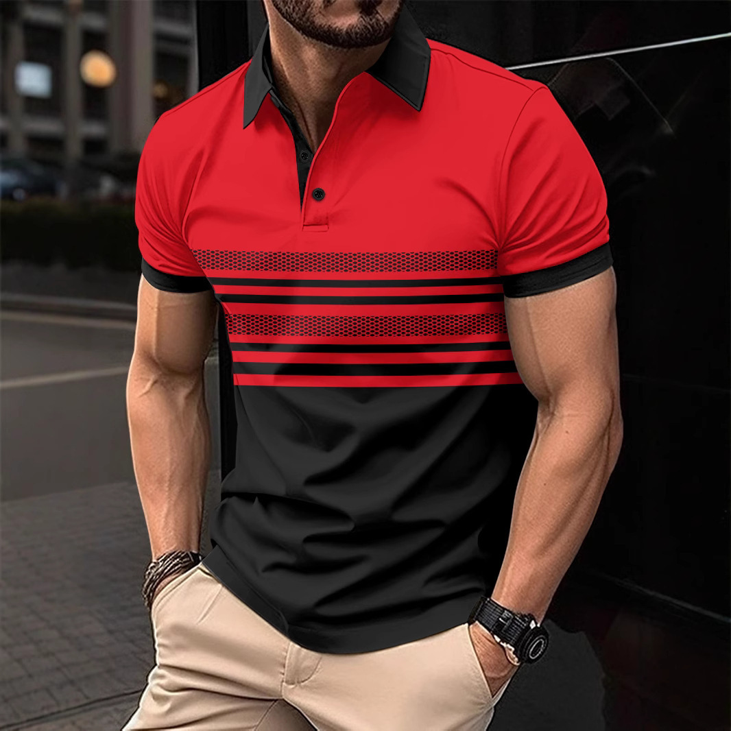 Quick sale fashion mens 3D printed polo shirt casual breathable mens sports polo top