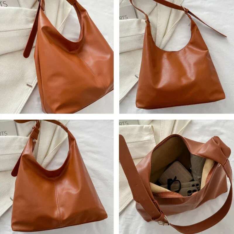 Fashion Korean Version Large Capacity Single Cross-Body Women's Handbag Simple Casual Commuting PU Leather Shoulder Tote Bag