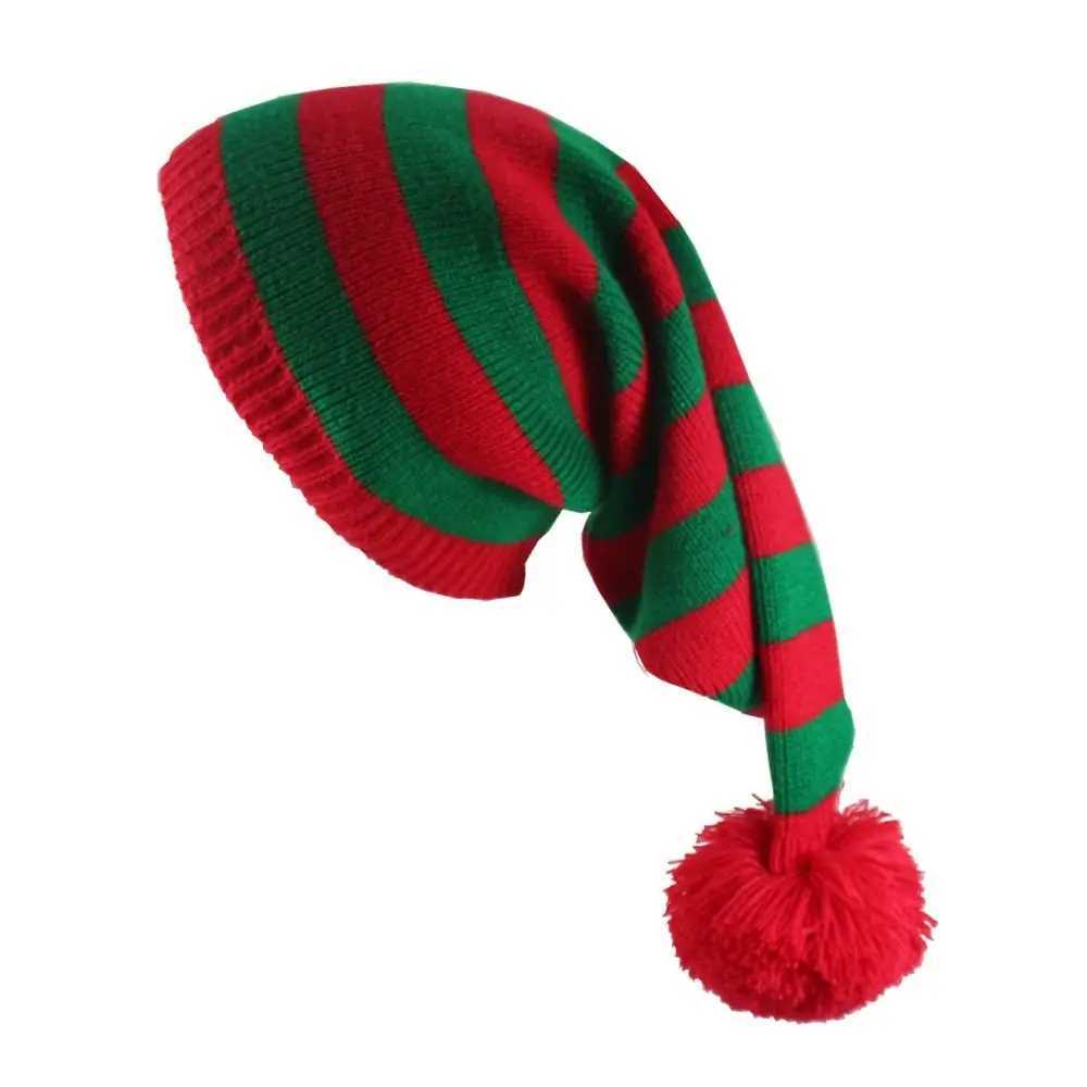 Christmas Santa Beanie Knitted Hat Elf Santa Claus Red Green Knitted Gift Crochet Hat Cap Happy New Year Merry Christmas Hats Y251115