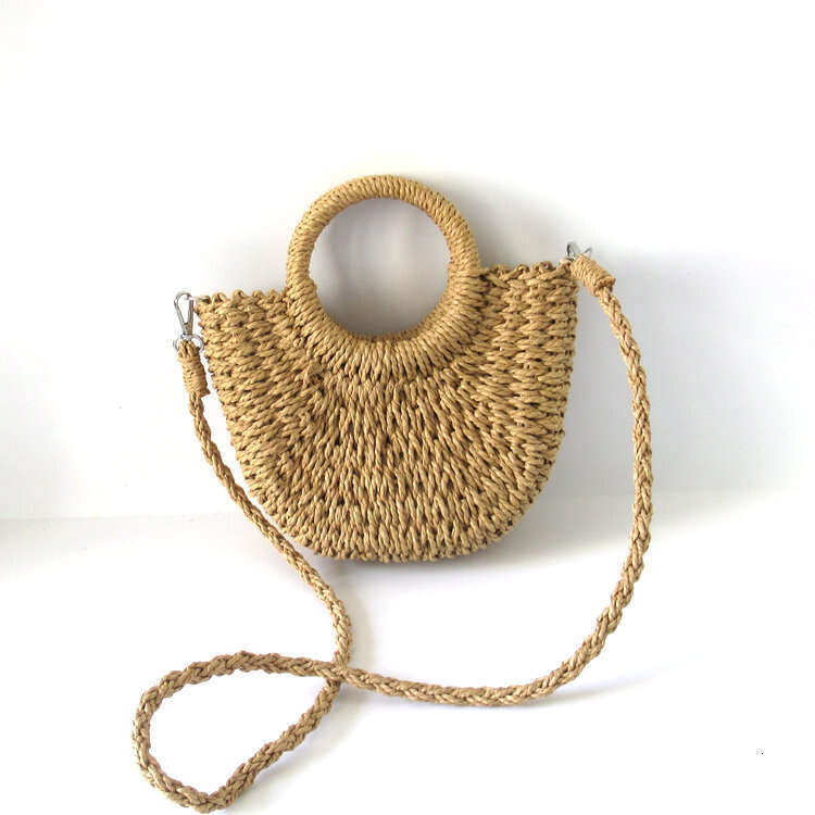 Handmade Beach Bag 2022 New Grass Half Round Small Handheld Crossbody Dual Purpose Versatile Photo Beach Fashionable Woven Bag Kq2