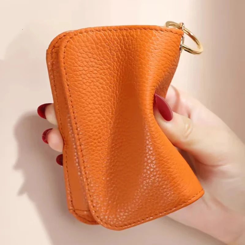 Fashion womens leather small wallet solid color casual coin key coin wallet Japan and South Korea short zipper card holder 250410