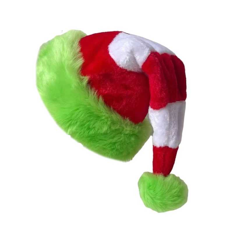 Festival Christmas Santa Hats Striped Plush Santa Caps Holiday Celebration Party Accessory Headwear for Family Wholesale Y251115