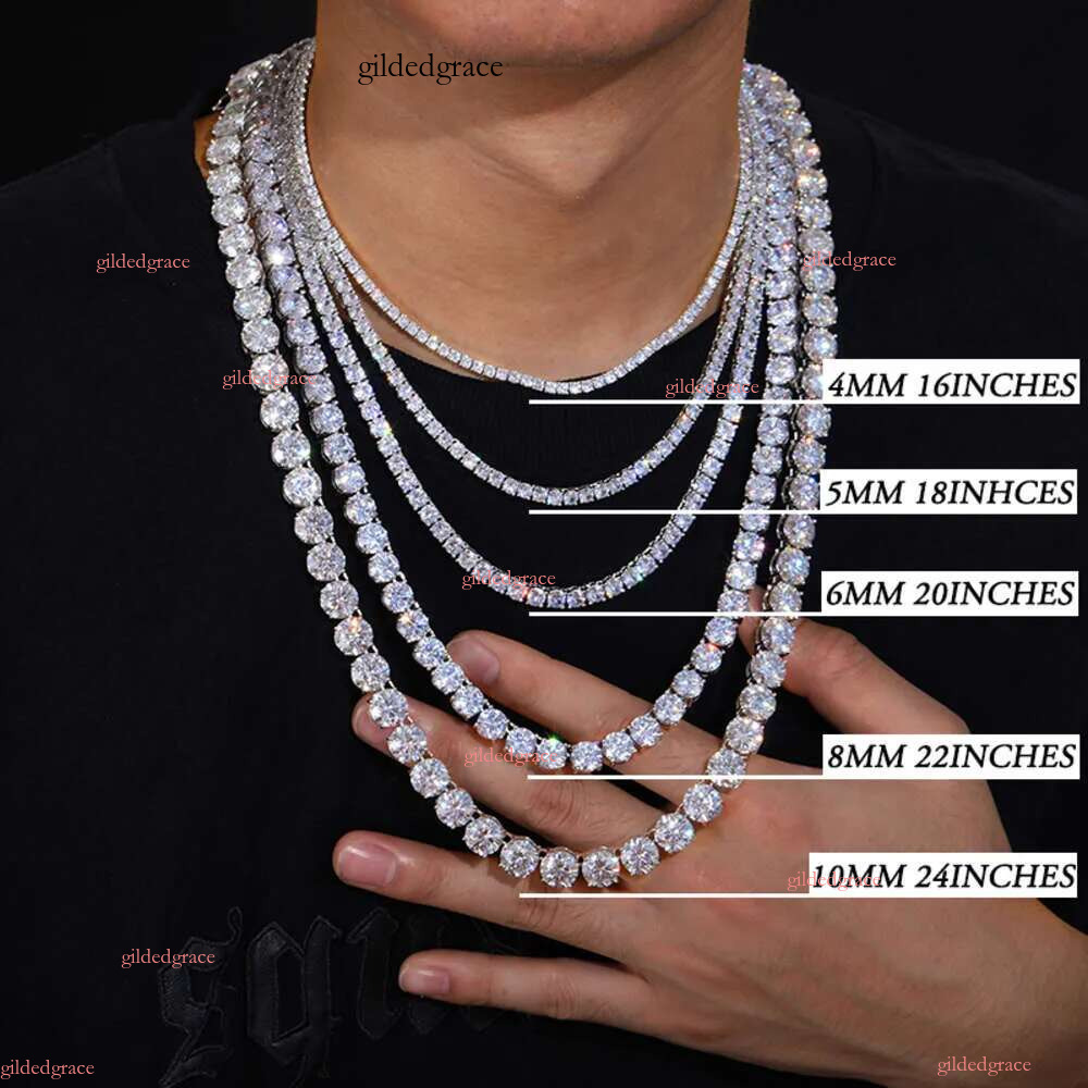 Fashionable man Bracelet Hip hop necklace hip-hop tennis Sterg Sier VVS Moissanite Dia Cluster Iced Out Cuban Chain for Men Women