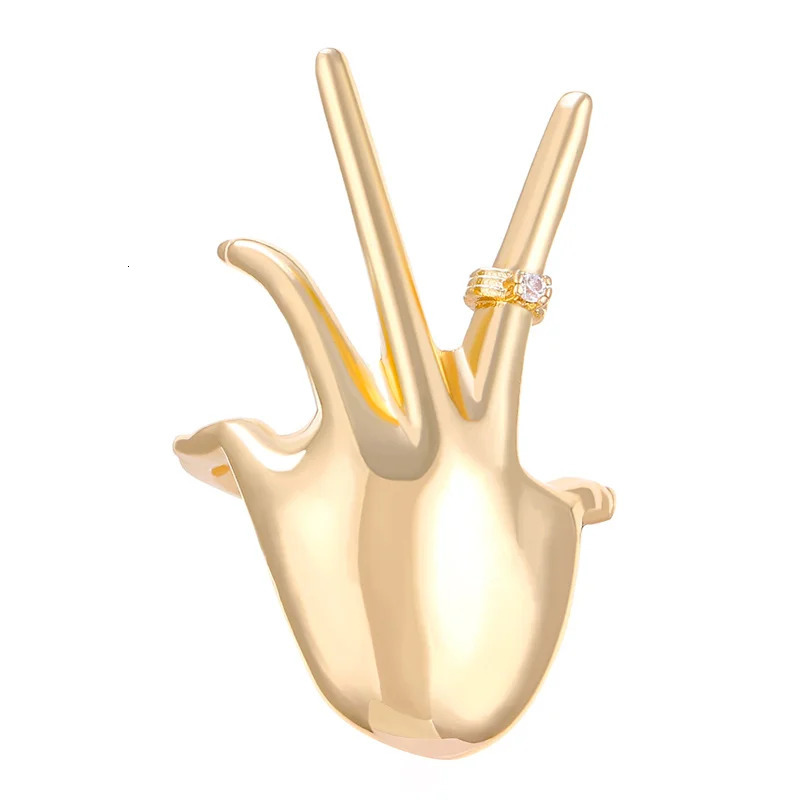 2024 Metal Palm Hip Hop Exaggerated Hand Shaped Ring For Women Girls Fashion Party jewelry accessories 250414
