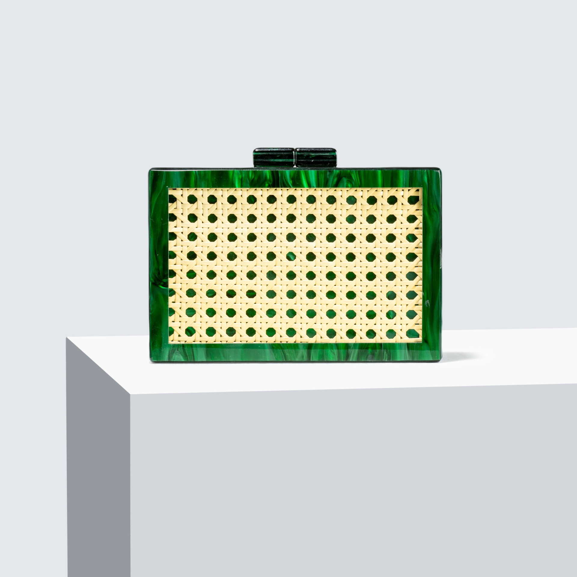 Womens New Fashion Green Vine Weaving Acrylic Dinner Bag Single Shoulder Oblique Cross Banquet Handbag