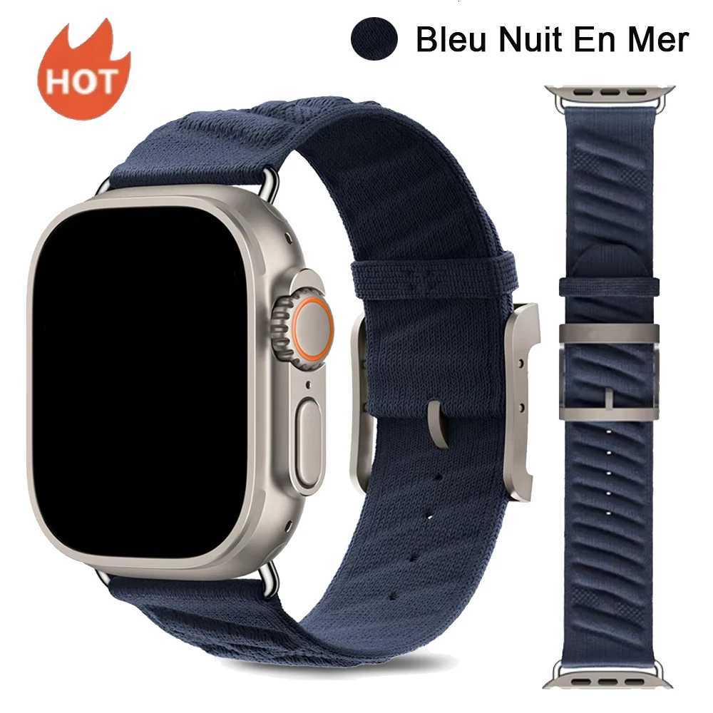 En Mer Bleu Nuit Band For Apple Watch 10 46mm 42mm Correa Nylon Loop Bracelet For Iwatch 9 8 7 6 Ultra 49mm 44/45/38mm Watchband W251114