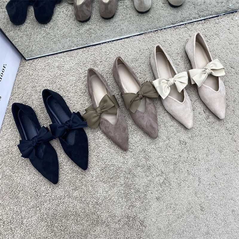 Designer Bow Tie Mary Janes Shoes Wen Elegant Daily Pointed Toe Flats Shoes Ladies Pu Leather Spring Autumn Casual Black Loafers New Y251115