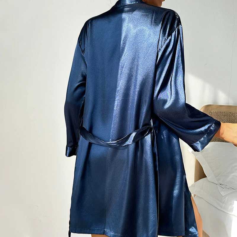 Pajamas Women Summer European and American Ladies Lace-up Bathrobe Sexy Morning Gown Home Dress Can Wear Ice Silk Robe Lingerie C251115