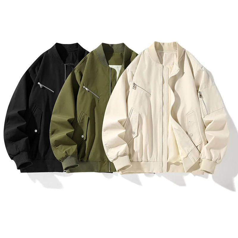 Spring and Autumn Yearbook Cross border Mens Jacket Baseball Collar Casual Time Loose Jacket American Style Flight Suit 250415