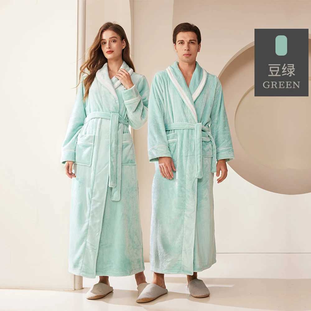 Warm Sleepwear Kimono Bathrobe Gown Thickened Plus Size Loose Coral Fleece Homewear New Winter Couple Flannel Robe Loungewear C251115