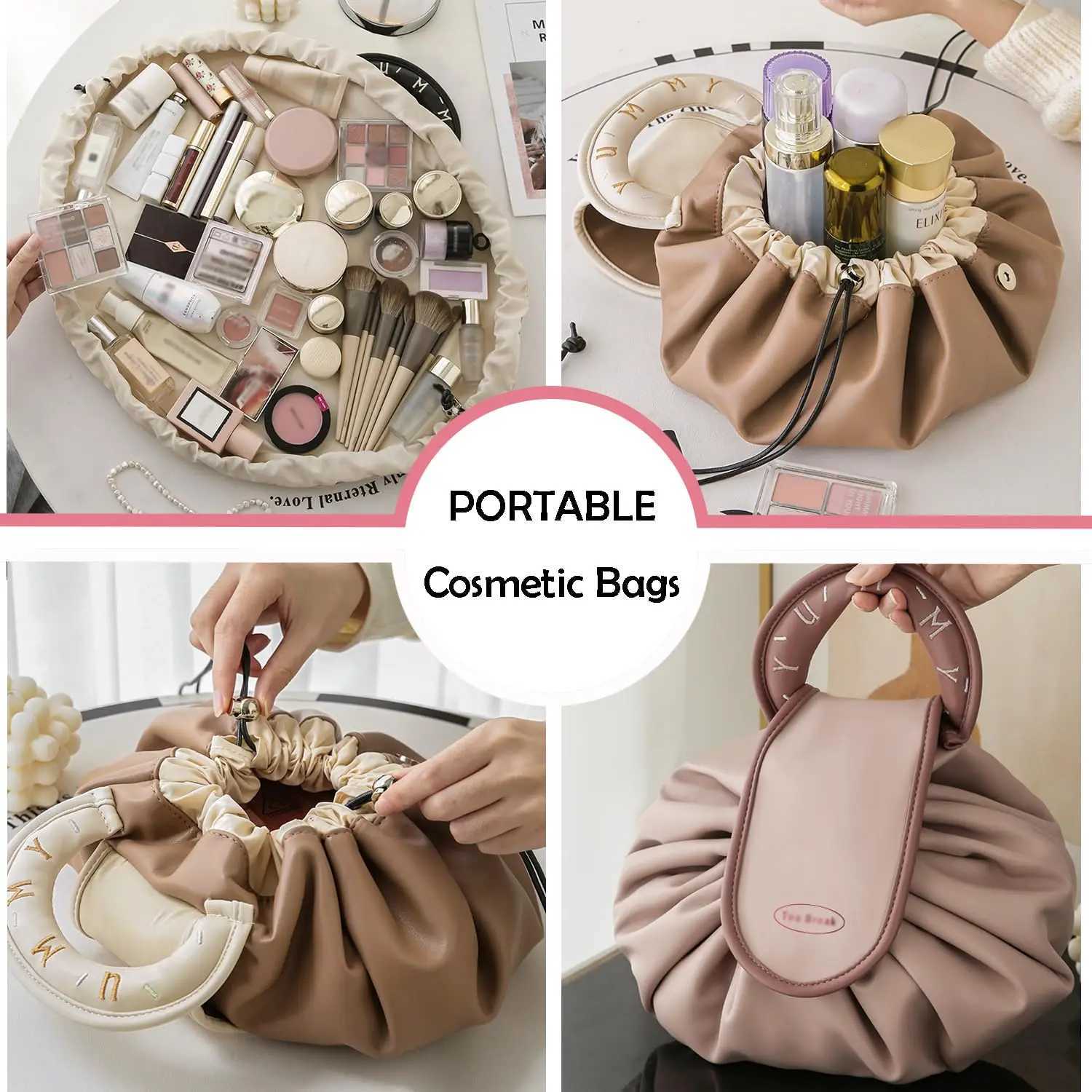 Portable makeup bag for daily use Fi womens large capacity travel toilet bag womens Drstring cosmetic storage bagXJ250415