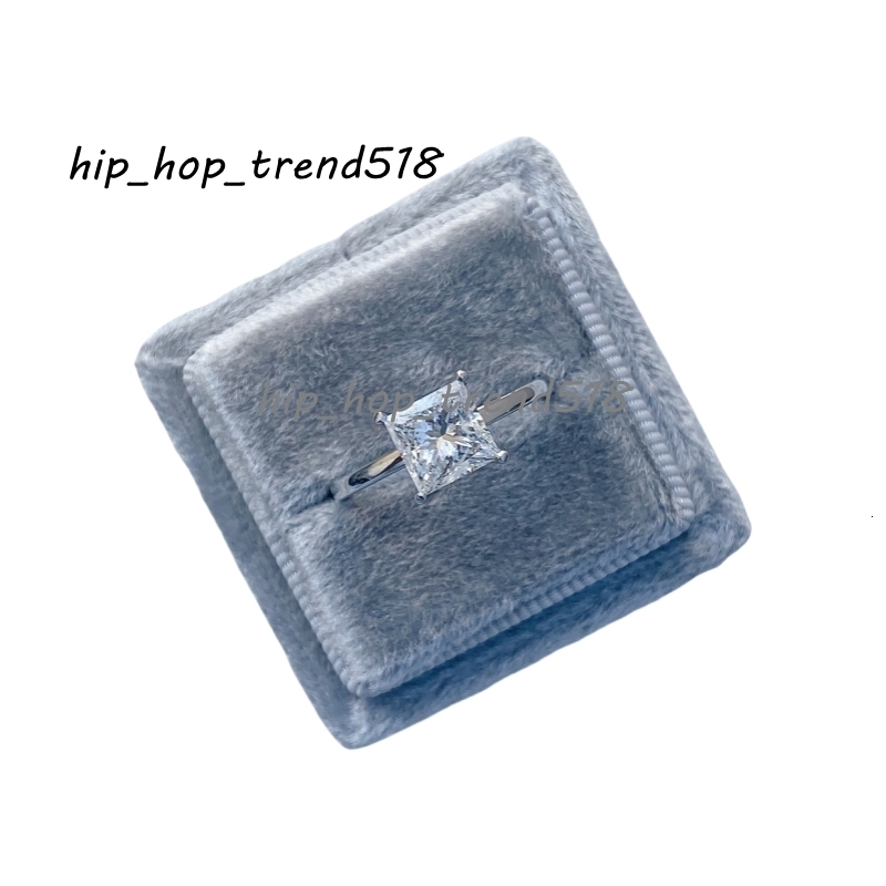 Jewelry 18K White Gold Solitaire Engagement Ring 1.5 Carat Square Princess Lab Grown Diamond Wedding Simple Desigen Ring For Women