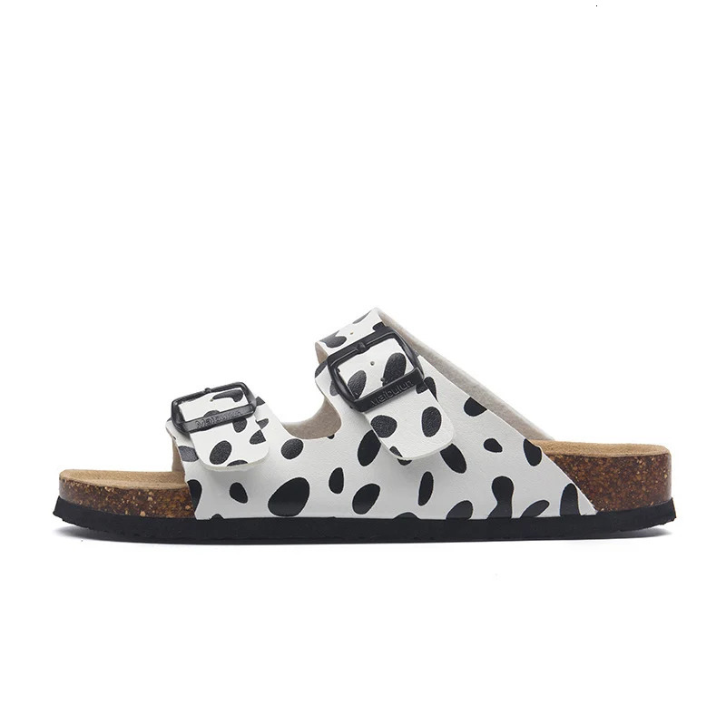 Summer Women Men Cork Mules Slippers Cartoon Print Beach Slippers Classic Cork Footbed Women Sandals With Adjustable Buckle 250411