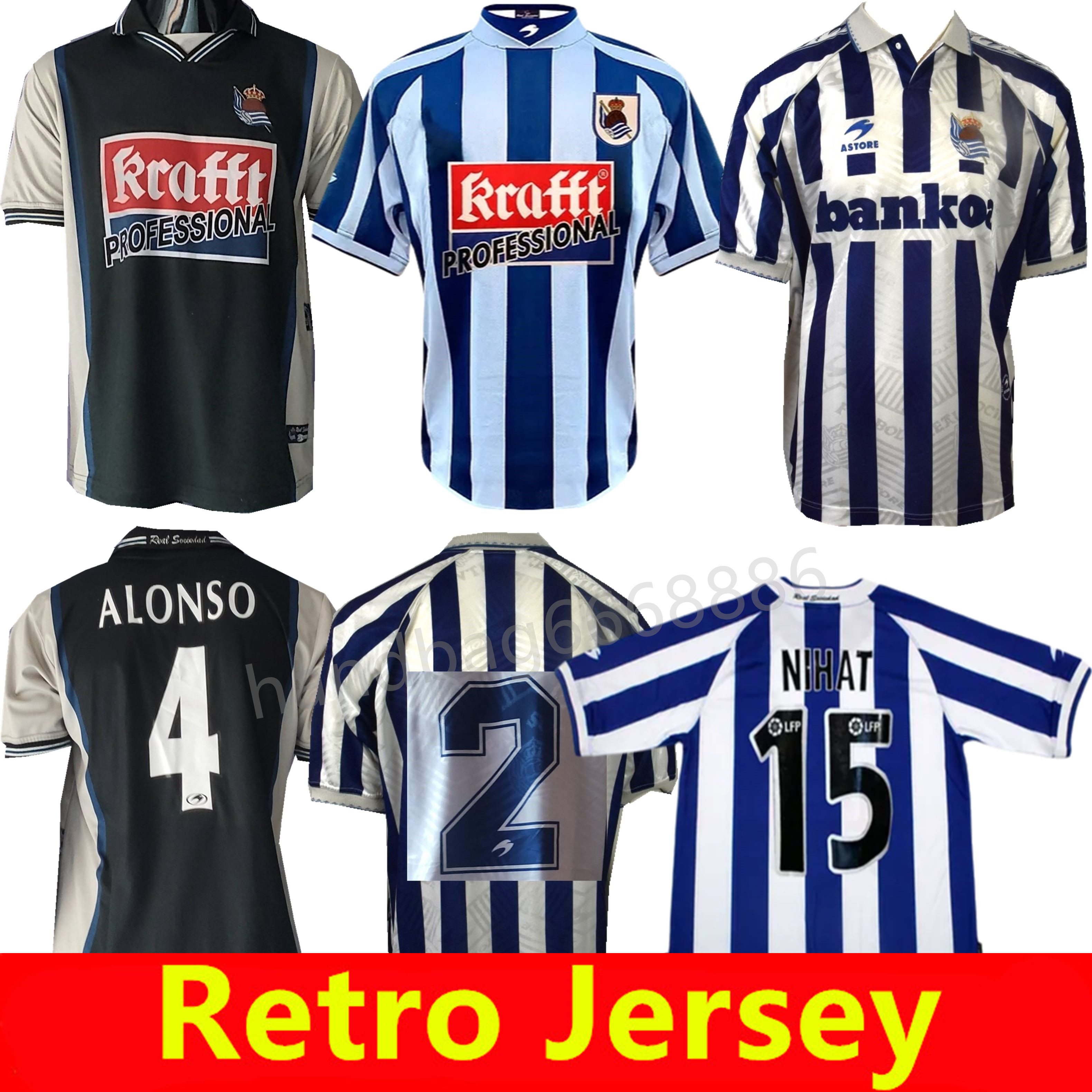 1994 1995 Real Sociedad retro soccer jerseys 00 01 02 03 Camisetas retro de futbol Xabi Alonso Nihat KOVACEVIC DE PEDRO vintage classic football jersey