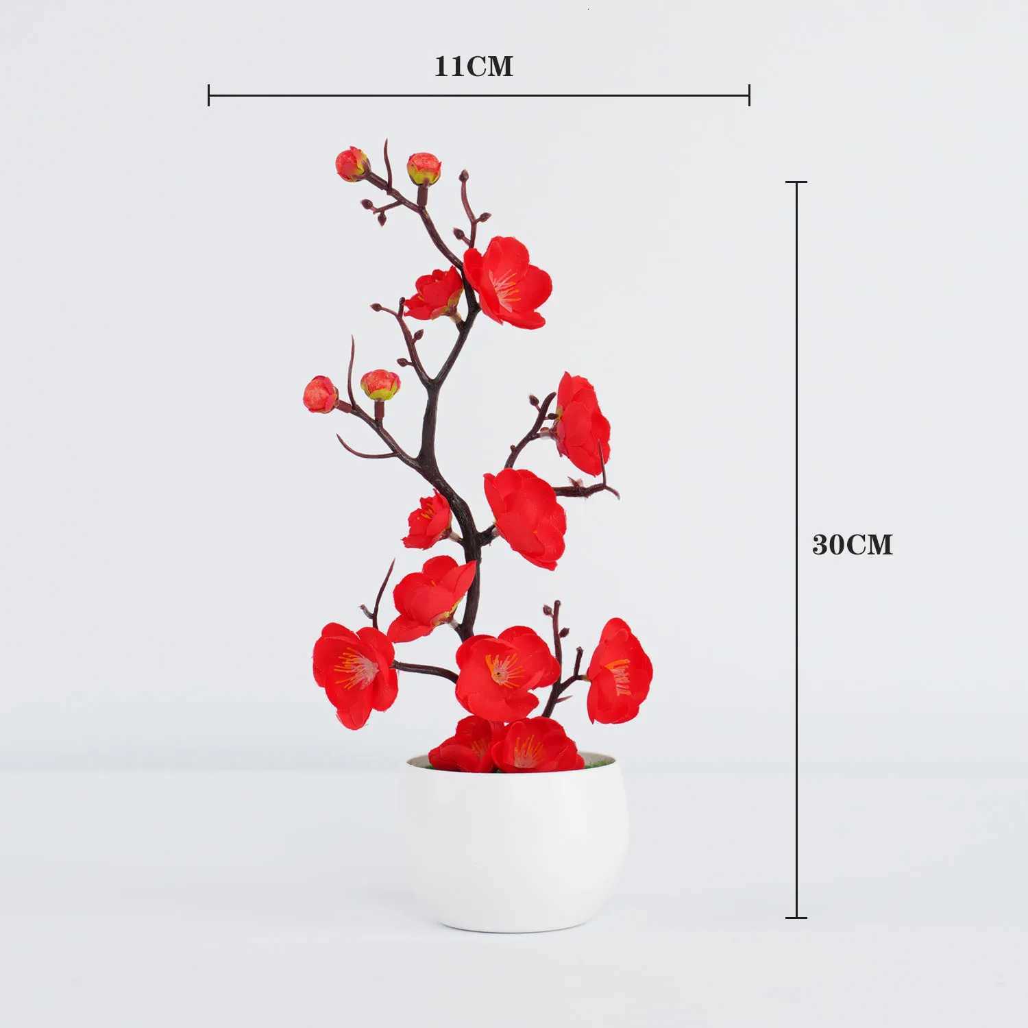 30cm Artificial flower cherry spring plum blossom peach potting silk flower tree flower bud for wedding party decorationnM251115