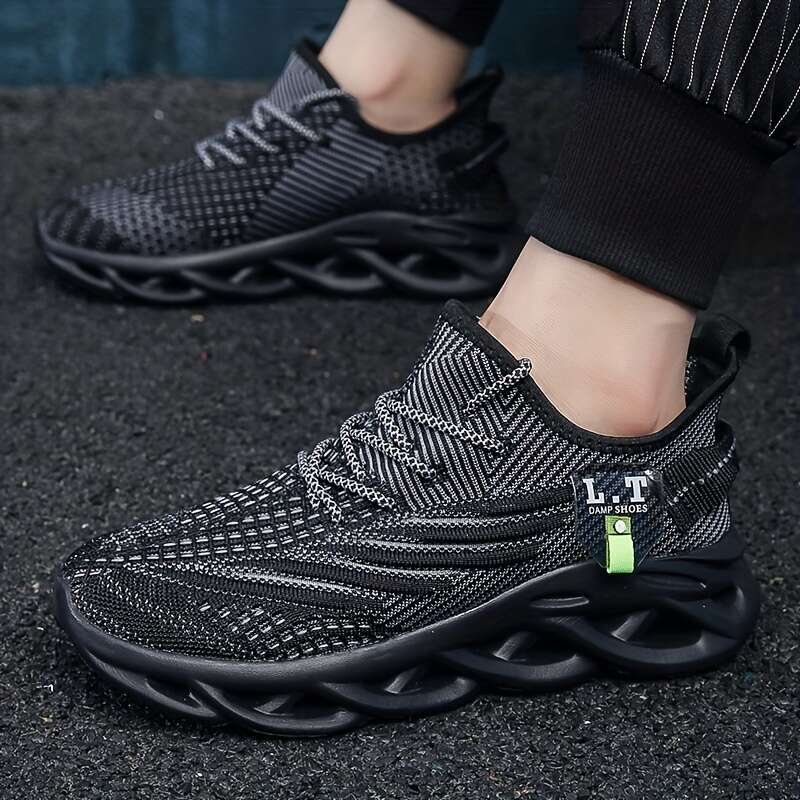 shoes designer Men's sneaker Lightweight Breathable Running Shoes Geometric Pattern Knit Upper, Stability Sports Casual trainers high quality Upp