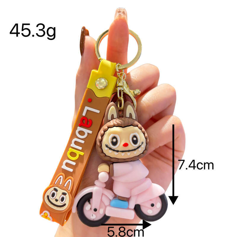 Cartoon Labubu Keychain Plush Doll 3D Keychain Backpack Charm Student Keyring