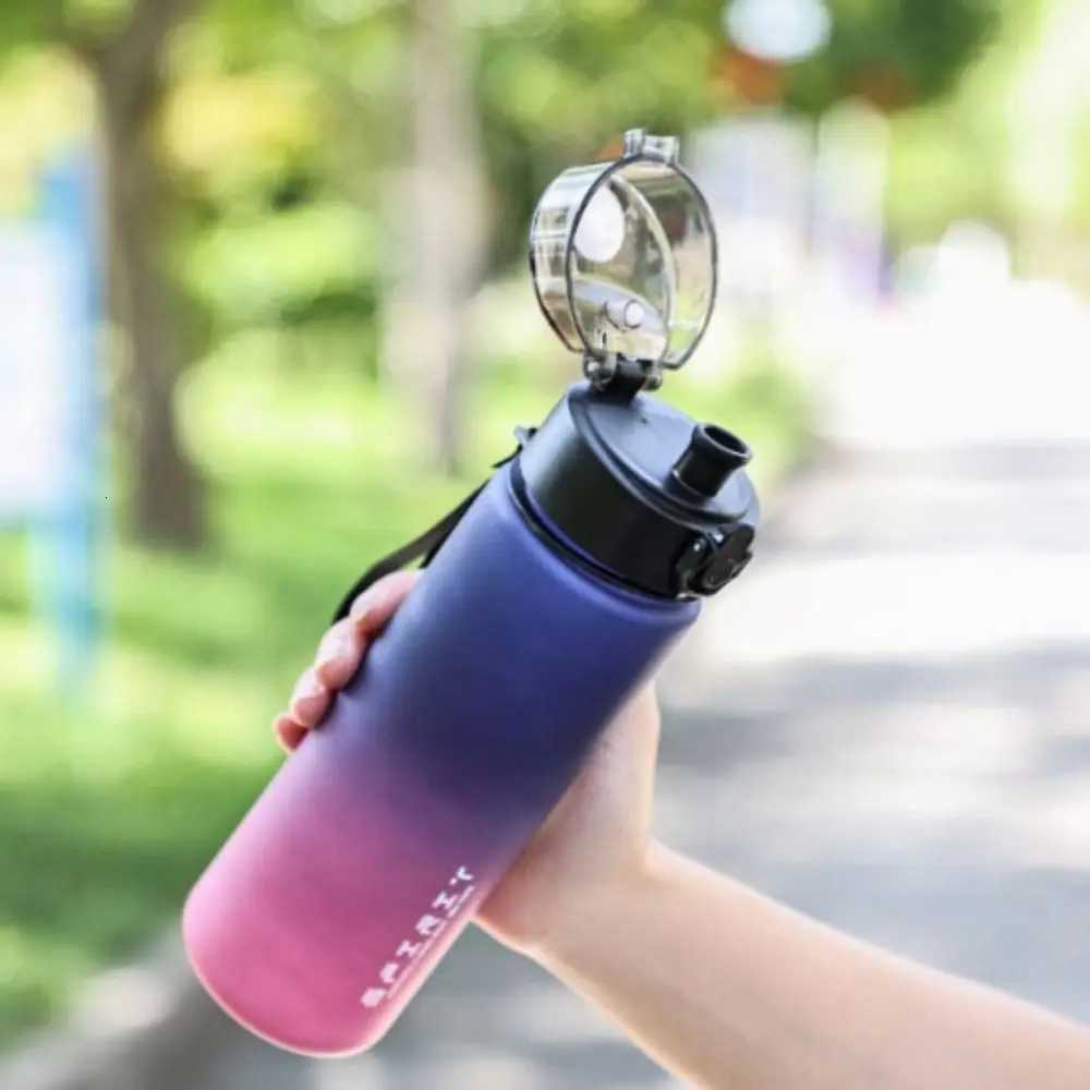 PC Sports Water Bottle Large Capacity Portable Handle Colorful Plastic Cup Leak Proof 650ml/1000ml Outdoor Sports Kettle GymW251114